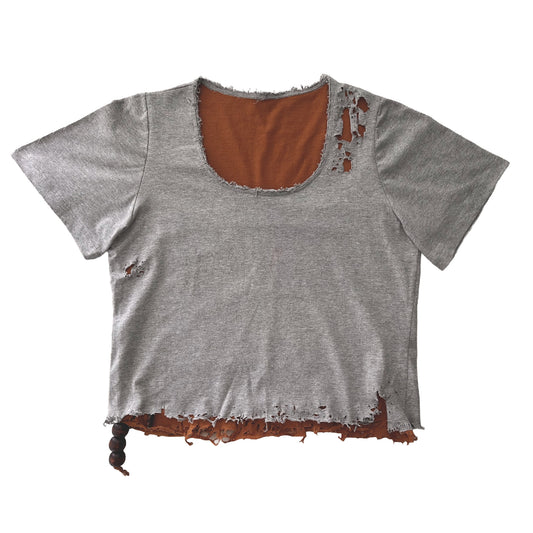 Double Layered Distressed Tee Baby Look